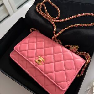 CHANEL Pink Quilted Crossbody Bag